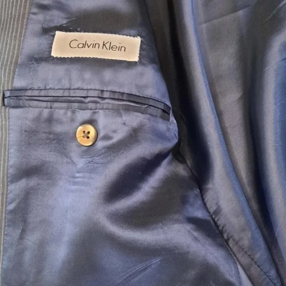 CALVIN Klein‎ Dark Blue Pinstripe Suit Jacket Size 40R